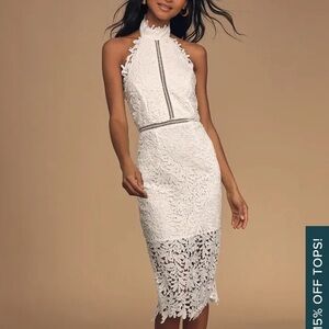 Lulus Divine Destiny white lace midi dress Size XL